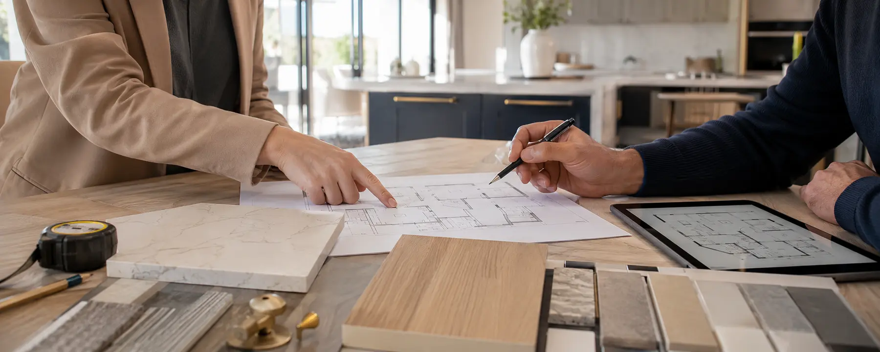 Kiarash Homes renovation consultation with plans and material selections