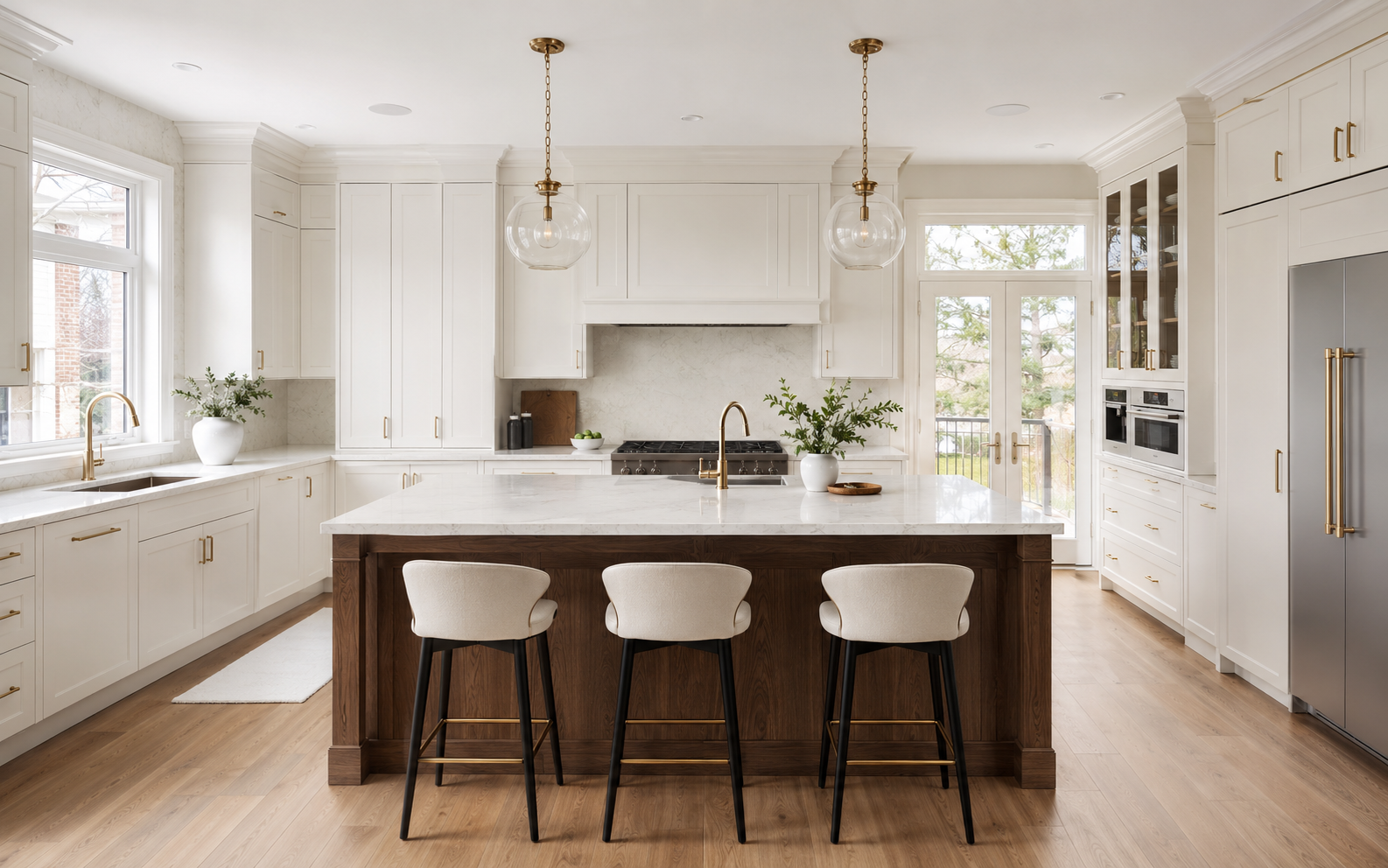 Bright luxury kitchen renovation by Kiarash Homes