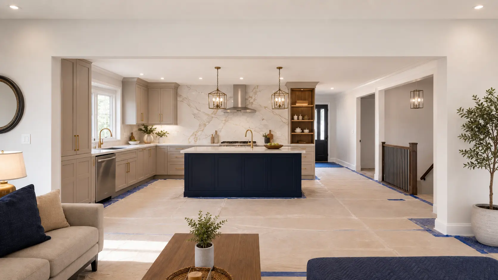 Load-bearing wall removal and open concept renovation by Kiarash Homes